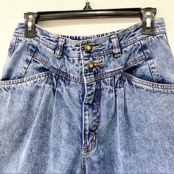 ACID WASH High Waisted Pleated 80’s Jeans  6 - Picture 5 of 8